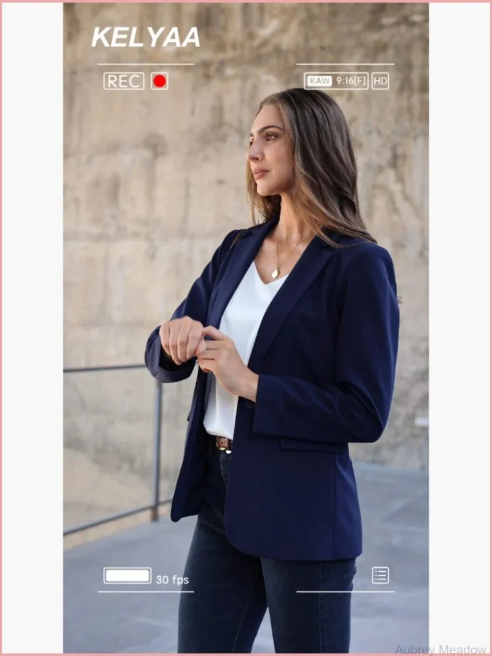 Open Front Long Sleeve Blazer with Notch Lapel and Pockets